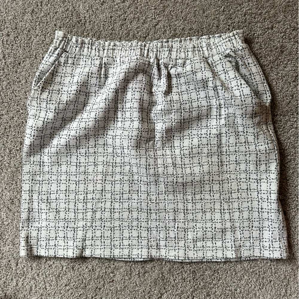 Loft Cotton Cinch Waist Plaid Skirt